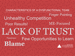 [CHARACTERISTICS OF DYSFUNCTIONAL TEAMS]
I’m sure of you have experienced what it feels like to be on a dysfunctional team. 

To that end, Turn to your neighbor and discuss what if feels like to be part of a dysfunctional team? 

-- what thing were you thinking. What did you hear? 

Here’s what we’ve heard….
