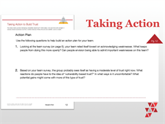 [TAKE ACTION]
SMART Goals- Behaviors only change when you take actions to do so. The Five Behaviors allows you discuss what is going on then put an action plan in place. No matter what tool you use….what workshop you attend, if you do not take action nothing will change. 
