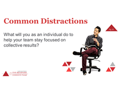 
Have a discussion with your team about what is holding them back from getting collective results…what are some of their common distractions and put a game plan in place to attack it. 
